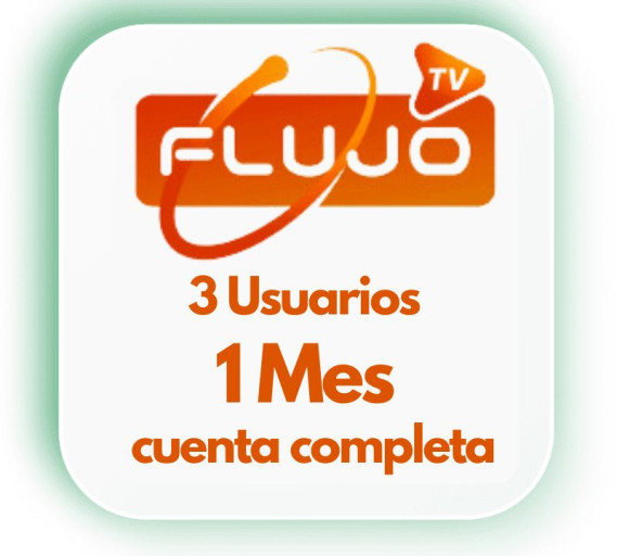 FLUJO-tv 1 Mes, cuenta completa 3 usuarios CON RENOVACION