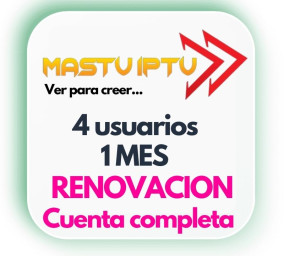 MasTV- iptv RENOVACION 1mes