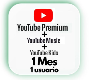 YouTube Premium MAS YOUTUBE MUSIC Cuenta Personal 1 Mes