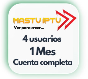 MasTV- iptv 1 mes cuenta completa 4 perfiles.